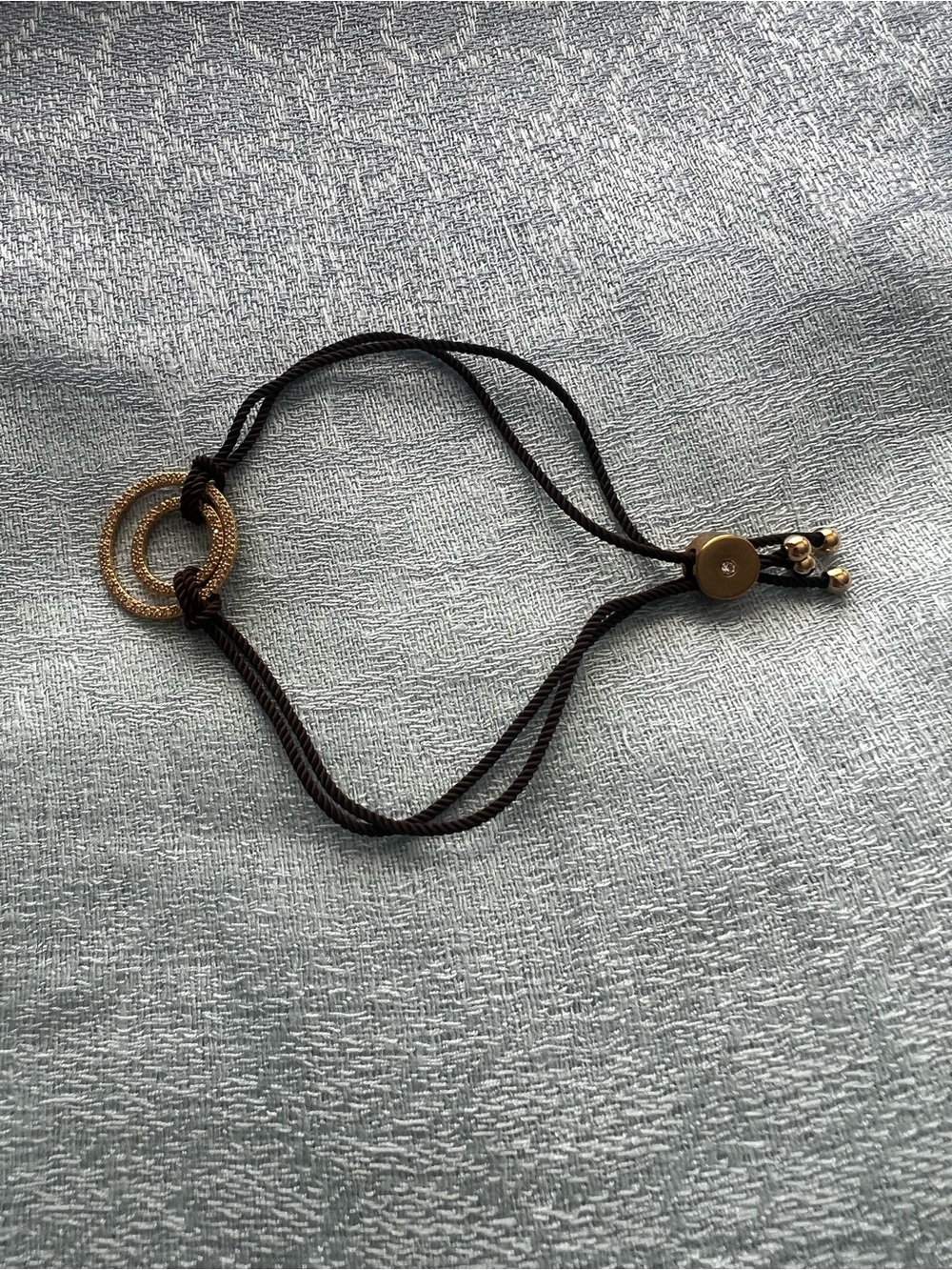 Gold Ring Accent Brown Cord Bracelet